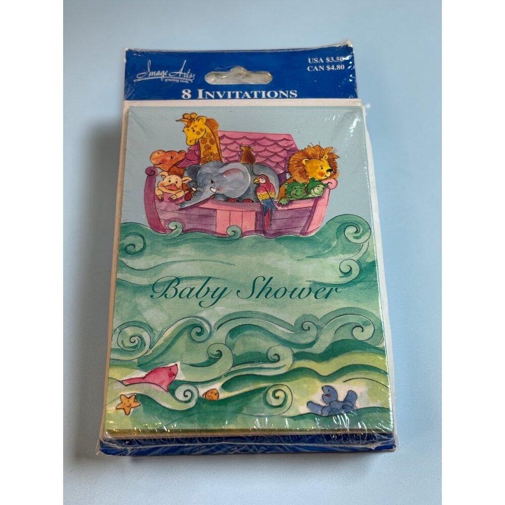Baby Shower Invitations With Envelopes Noahs Ark Animal Theme Pack Of 8 New Seal